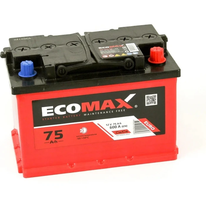 Аккумулятор EcoMax 6СТ-75.0, 600 А AKB4216