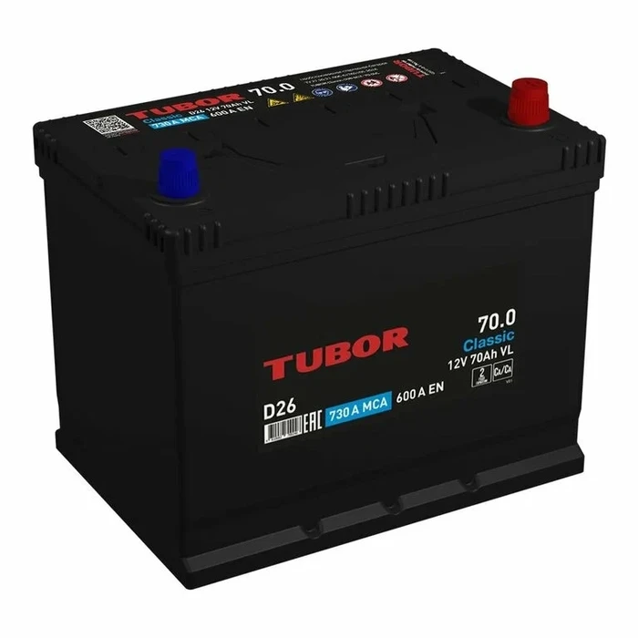 Аккумулятор TUBOR 70 А·ч D26L, 600 А AKB6163