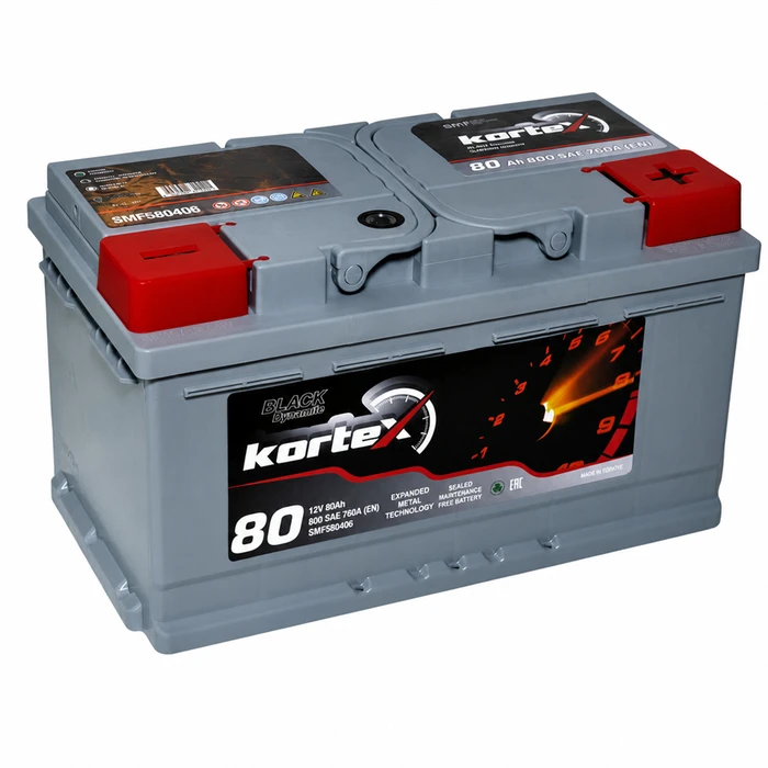 Аккумулятор KORTEX 6СТ-80.0 (58080) низкий, 760 А AKB2907