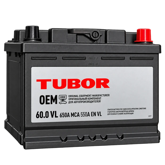 Аккумулятор TUBOR STANDART 6СТ-60.0 VL, 550 А AKB4386
