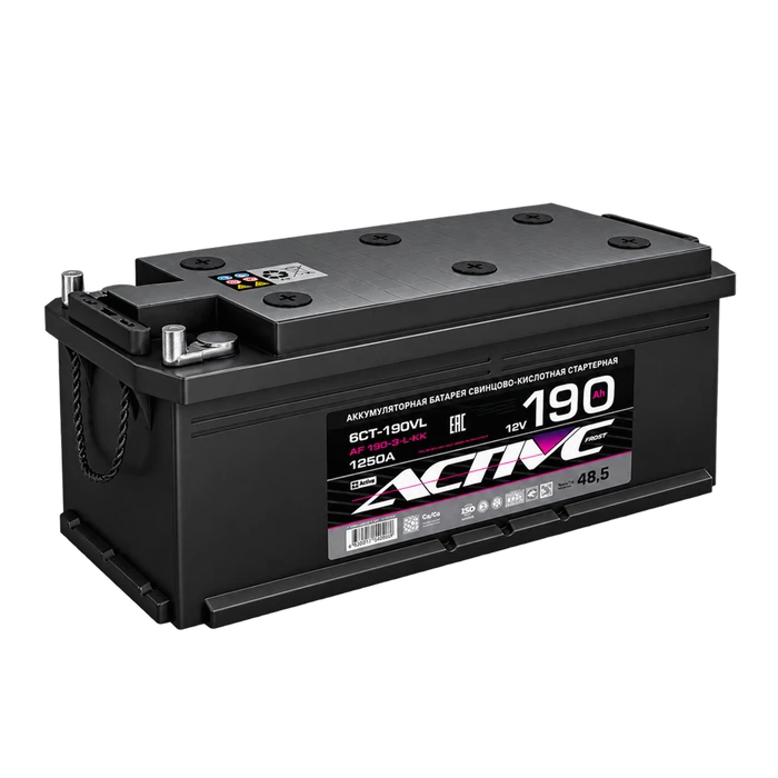 Аккумулятор ACTIVE FROST 6СТ-190 евро.конус, 1300 А AKB6053