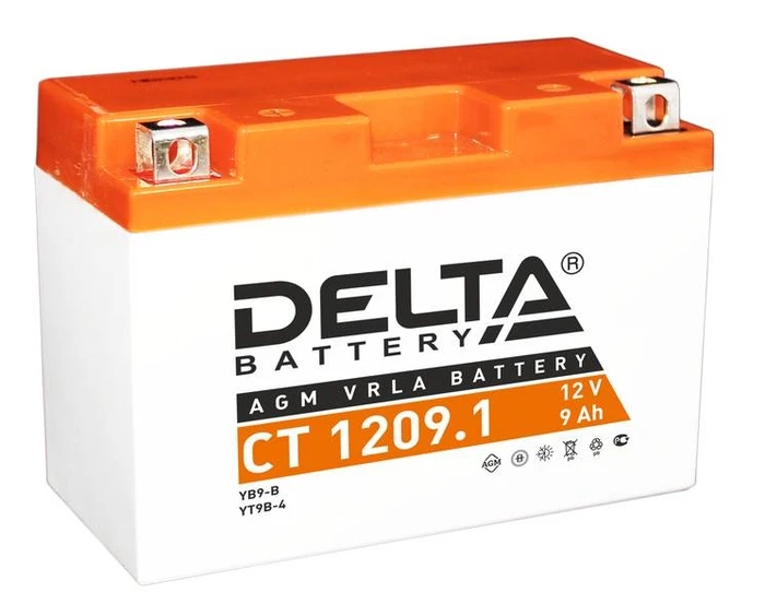 Мотоаккумулятор DELTA CT1209.1, 9 А·ч, 115 А AKB3780