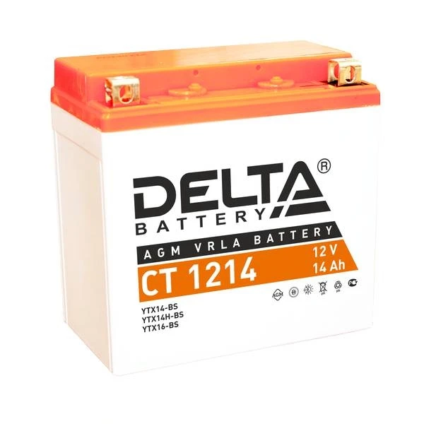 Мотоаккумулятор DELTA CT1214, 14 А·ч, 200 А AKB3787